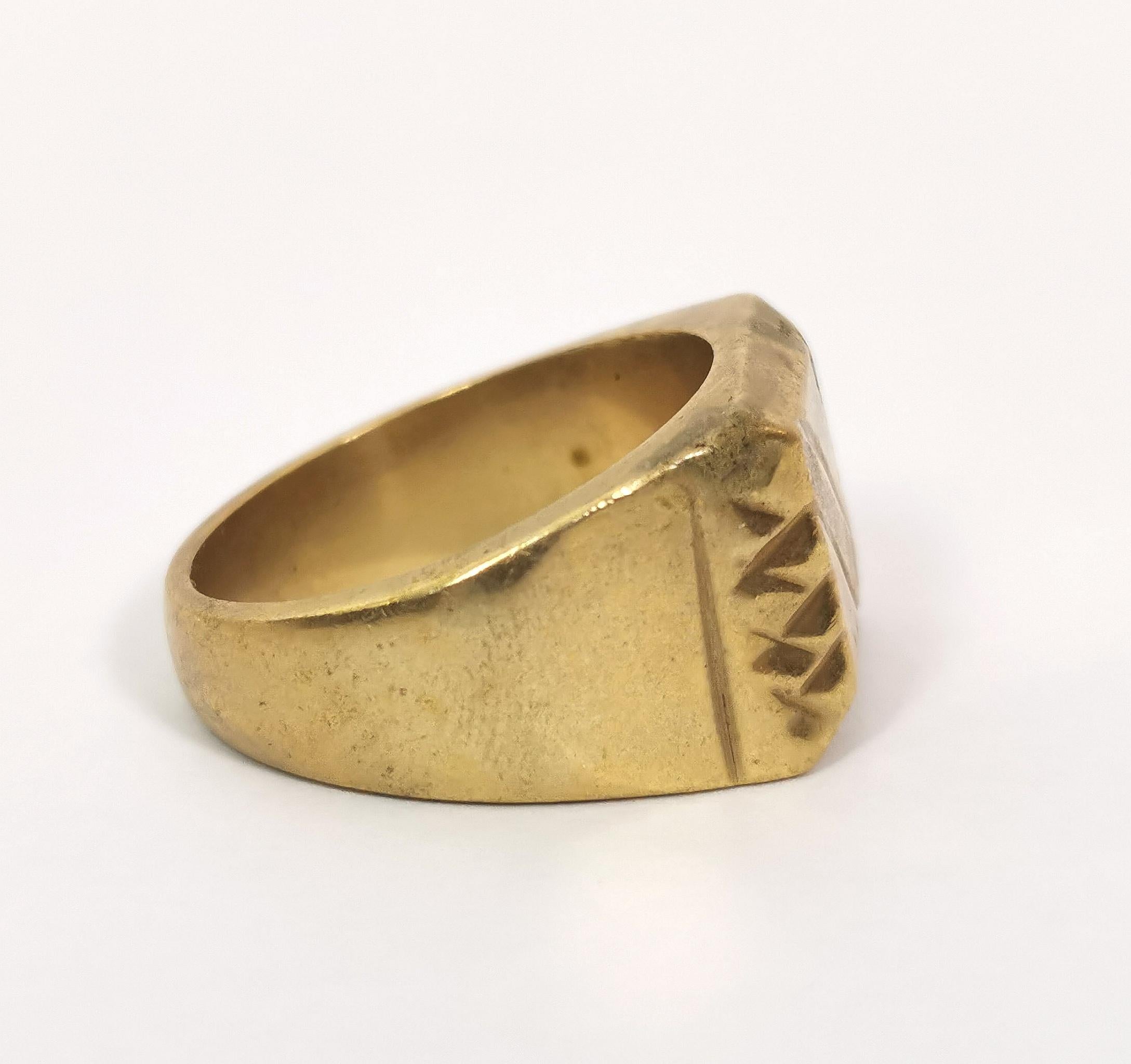 Vintage 18k gold plated signet ring, c1970s 3
