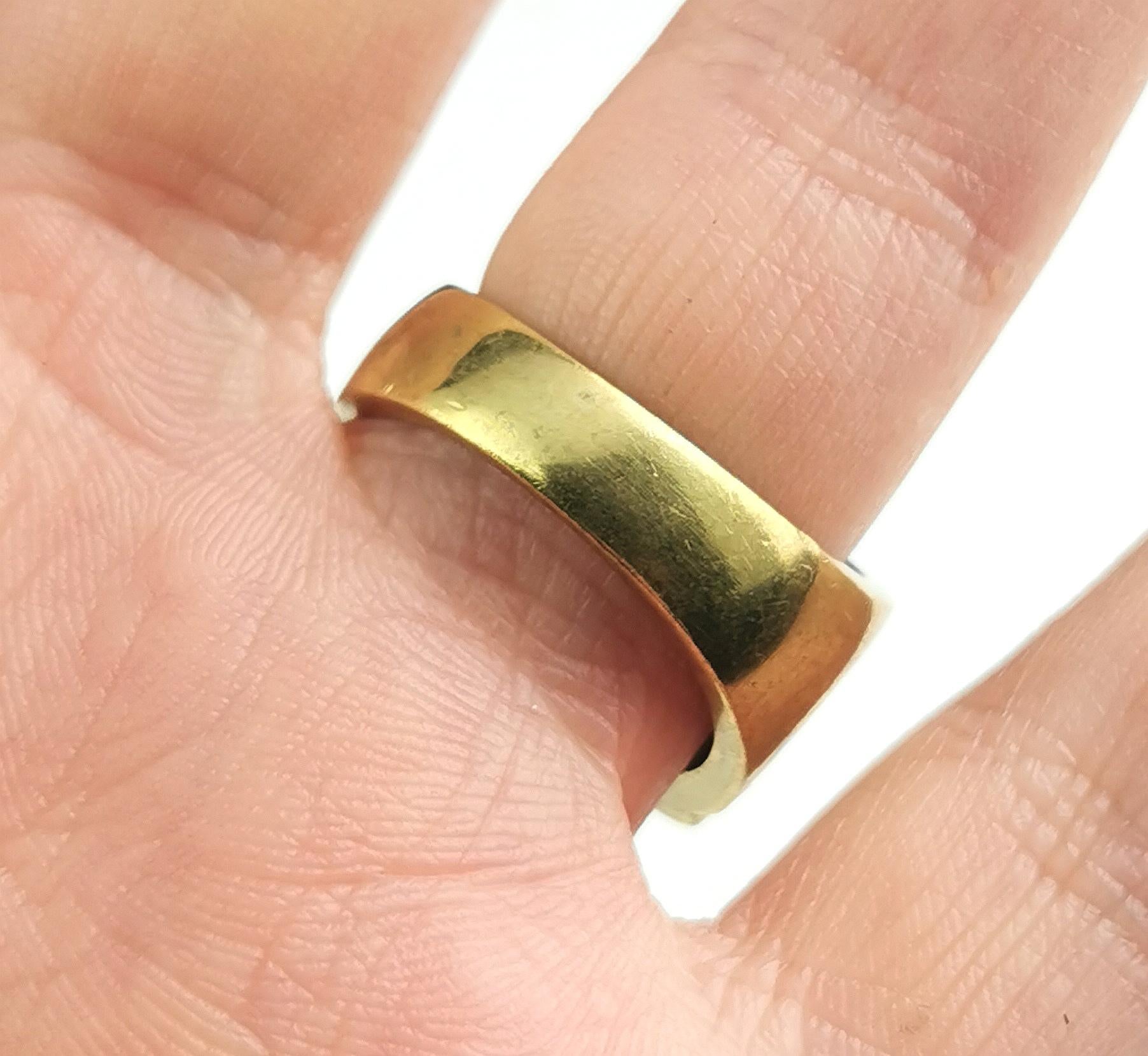 Vintage 18k gold plated signet ring, heavy, 1970s  2