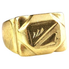 Vintage 18k gold plated signet ring, heavy, 1970s 
