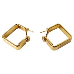 Vintage 18k Gold Plated Square Hoop Earrings