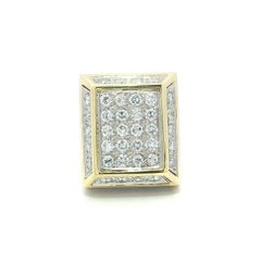 Vintage 18k Gold & Platinum 1.92ctw Diamond Large Boxy Geometric Platter Ring