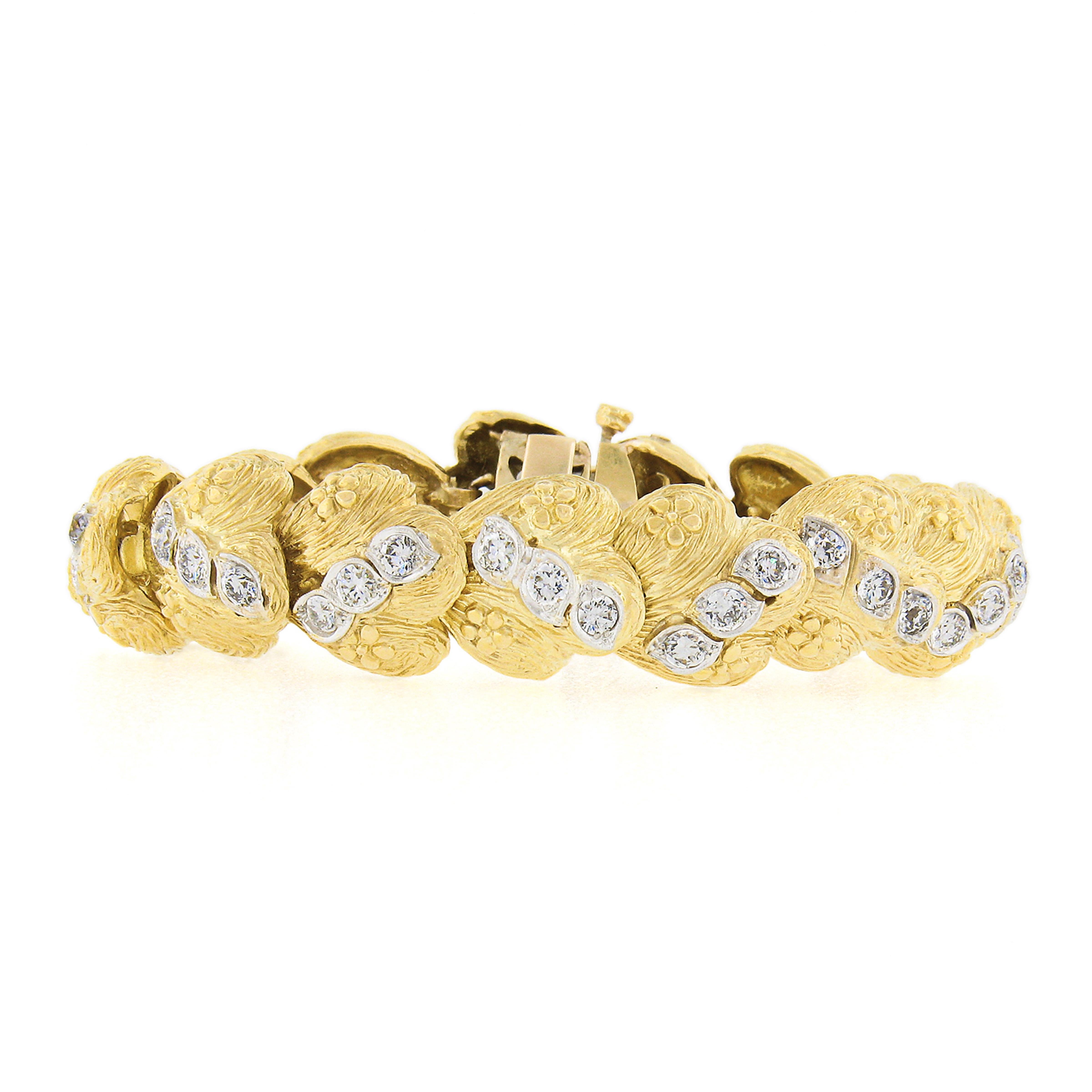 Statement-Armband aus 18 Karat Gold und Platin mit 5.0 Karat geätztem, altem Diamanten im Zustand „Gut“ im Angebot in Montclair, NJ