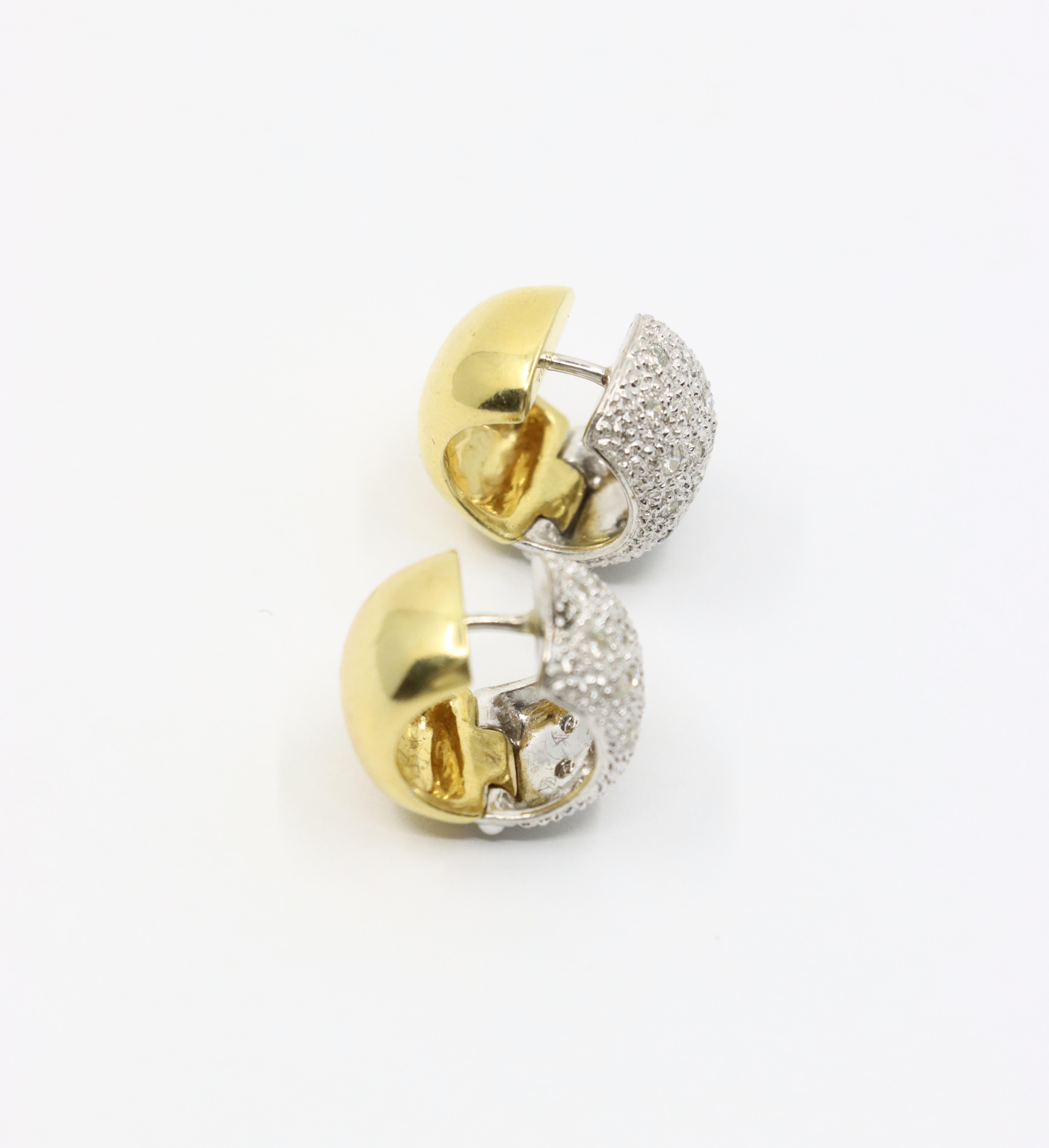 De las mujeres Pendientes aros vintage de oro de 18 quilates y diamantes en platino en venta