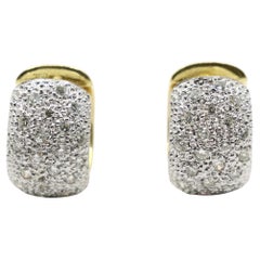 Vintage 18K Gold & Platinum Diamond Hoops Earring