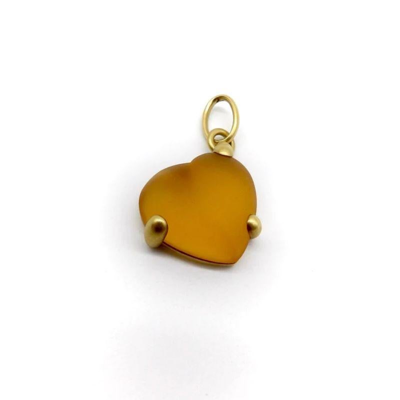 Modern Vintage 18K Gold Pomellato Frosted Heart  Pendant Necklace For Sale
