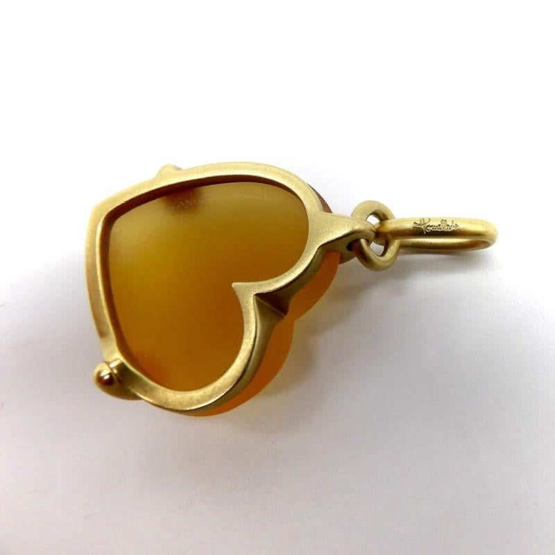 Vintage 18K Gold Pomellato Frosted Heart  Pendant Necklace For Sale 1