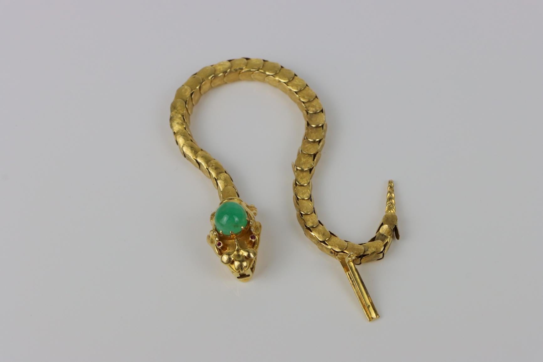 Vintage 18K Gold Reticulated Snake Bracelet For Sale 5