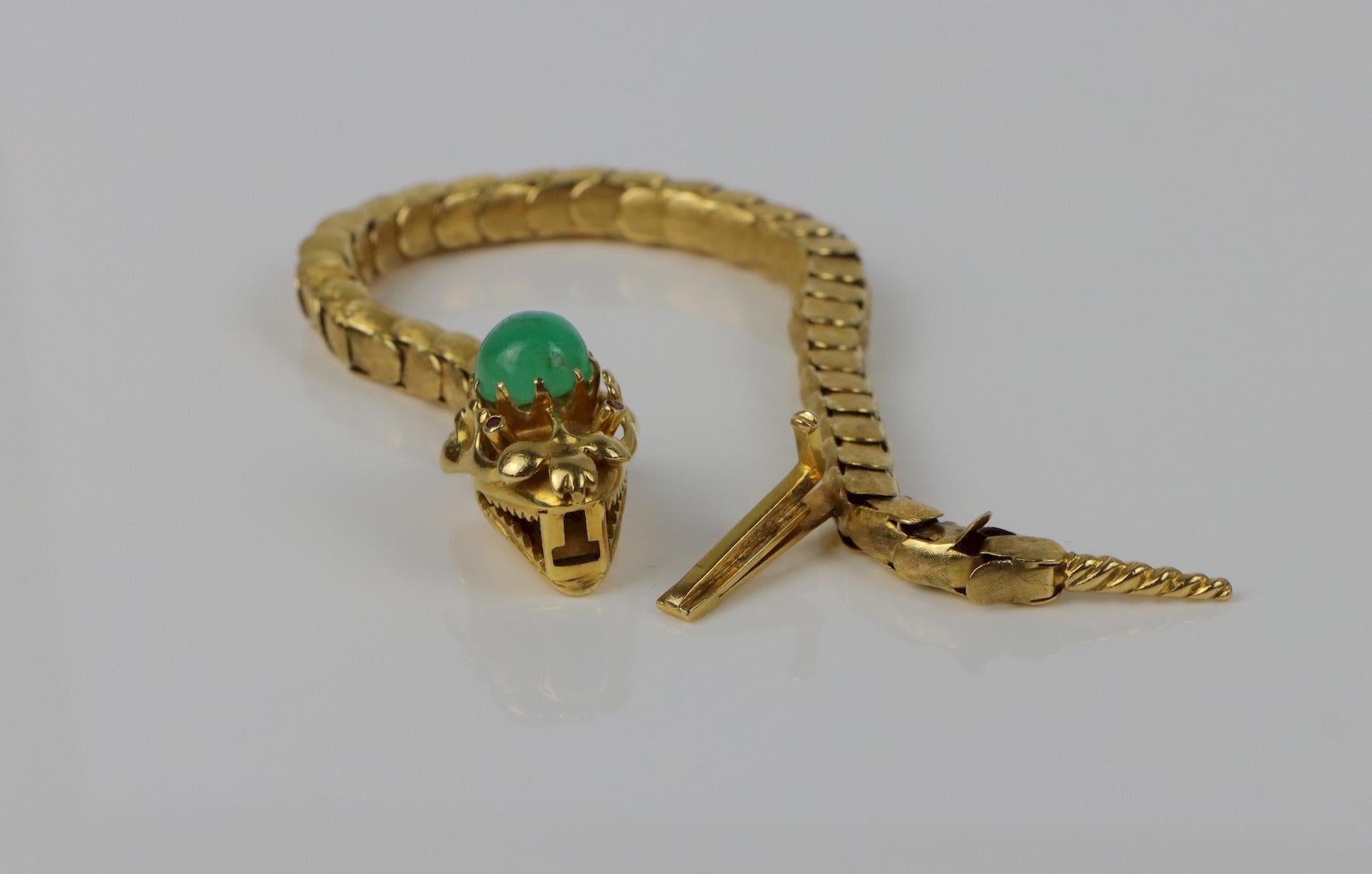Vintage 18K Gold Reticulated Snake Bracelet For Sale 7