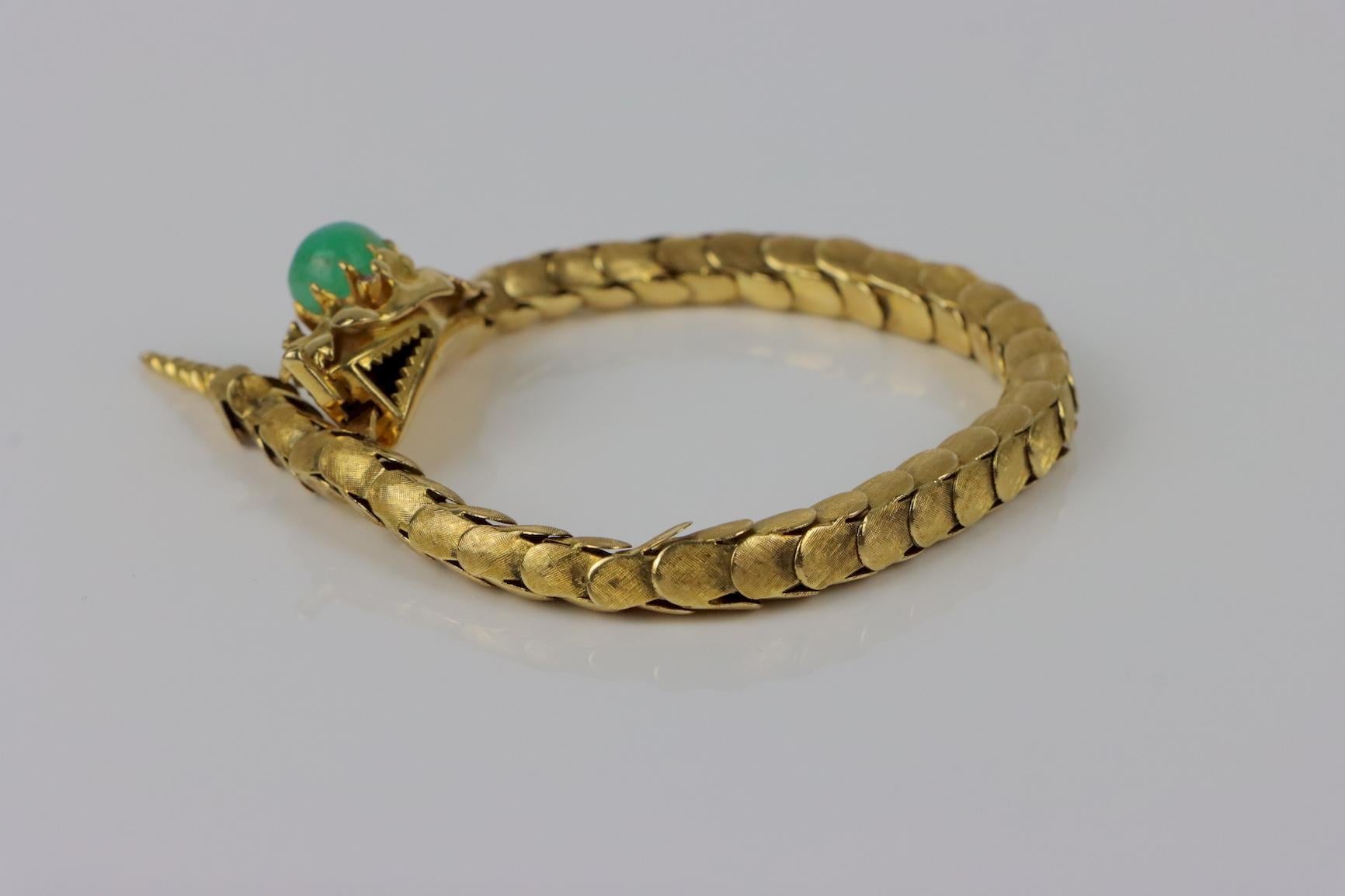 Women's Vintage 18K Gold Reticulated Snake Bracelet For Sale