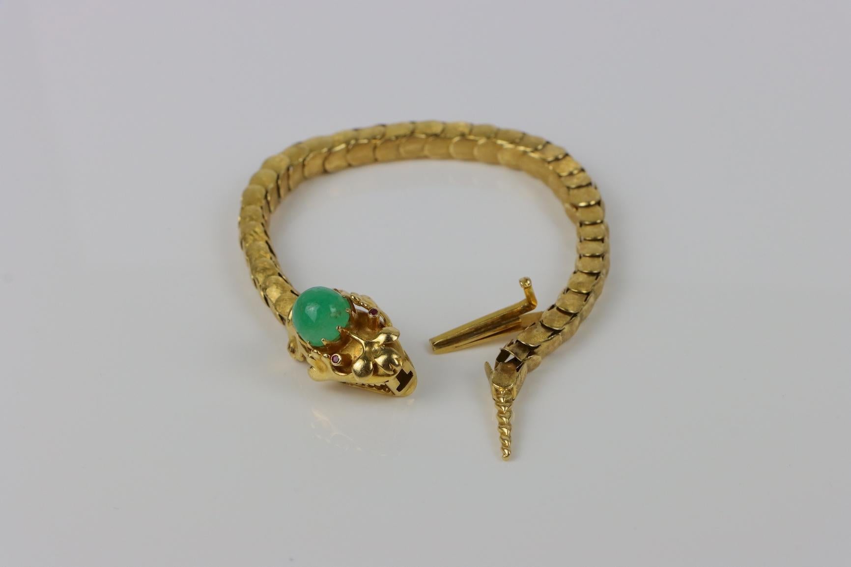 Vintage 18K Gold Reticulated Snake Bracelet For Sale 4