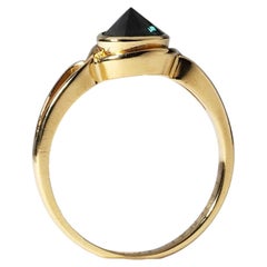 Vintage 18k Gold Reverse Set Australian Teal Blue Green Parti Sapphire Ring