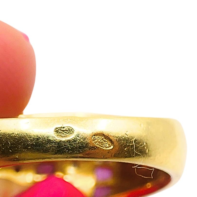 Anello vintage in oro 18 carati con diamante e zaffiro rubino 5