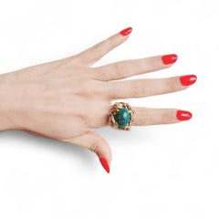 Vintage  18k Gold Ring with Black Opal & Diamonds