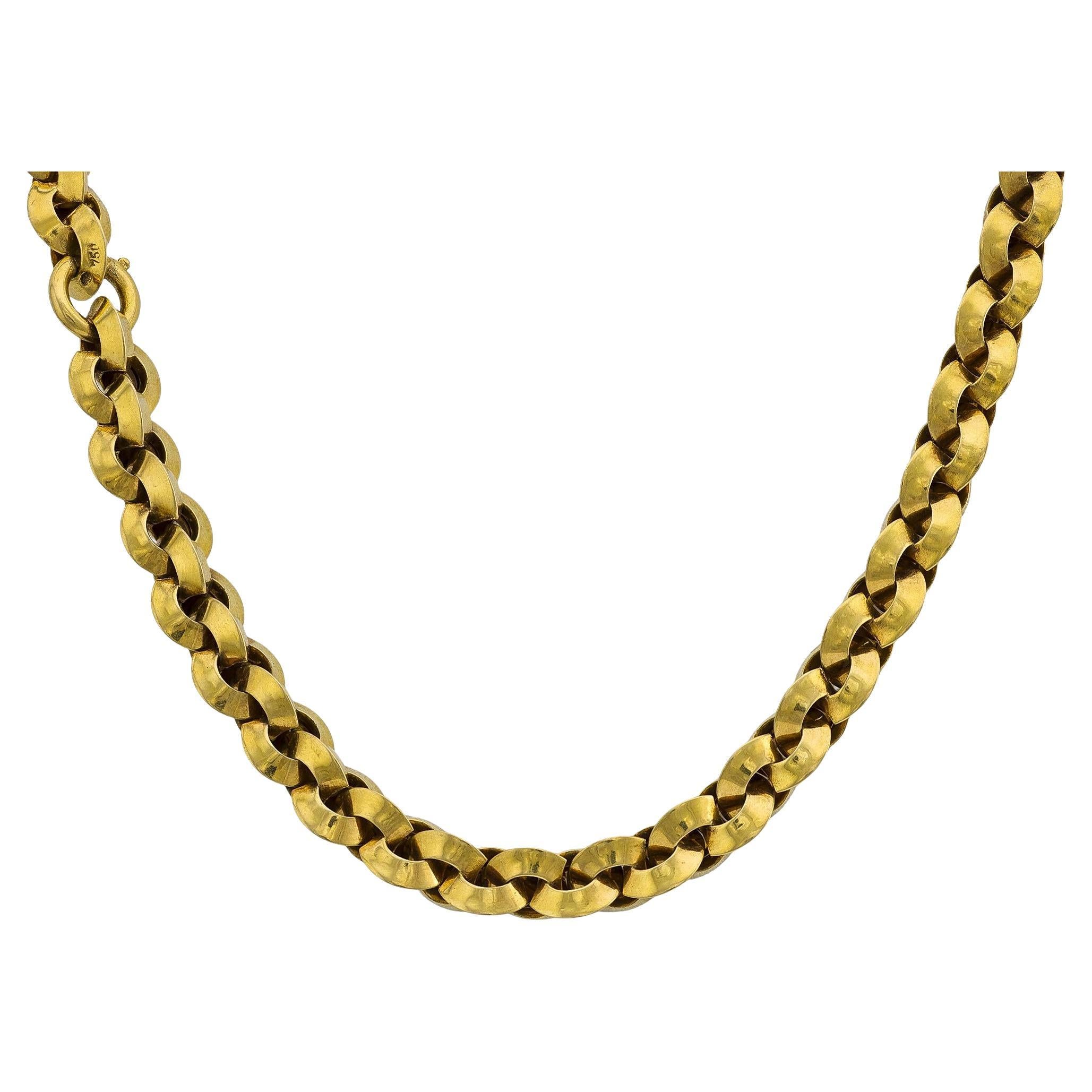 Vintage 18k Gold Rolo Link Necklace 25"