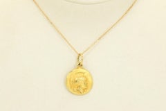 Vintage 18k Gold Roman Coin Pendant in 14k Gold Necklace
