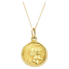 Vintage 18k Gold Roman Coin Pendentif in 14k Gold Necklace