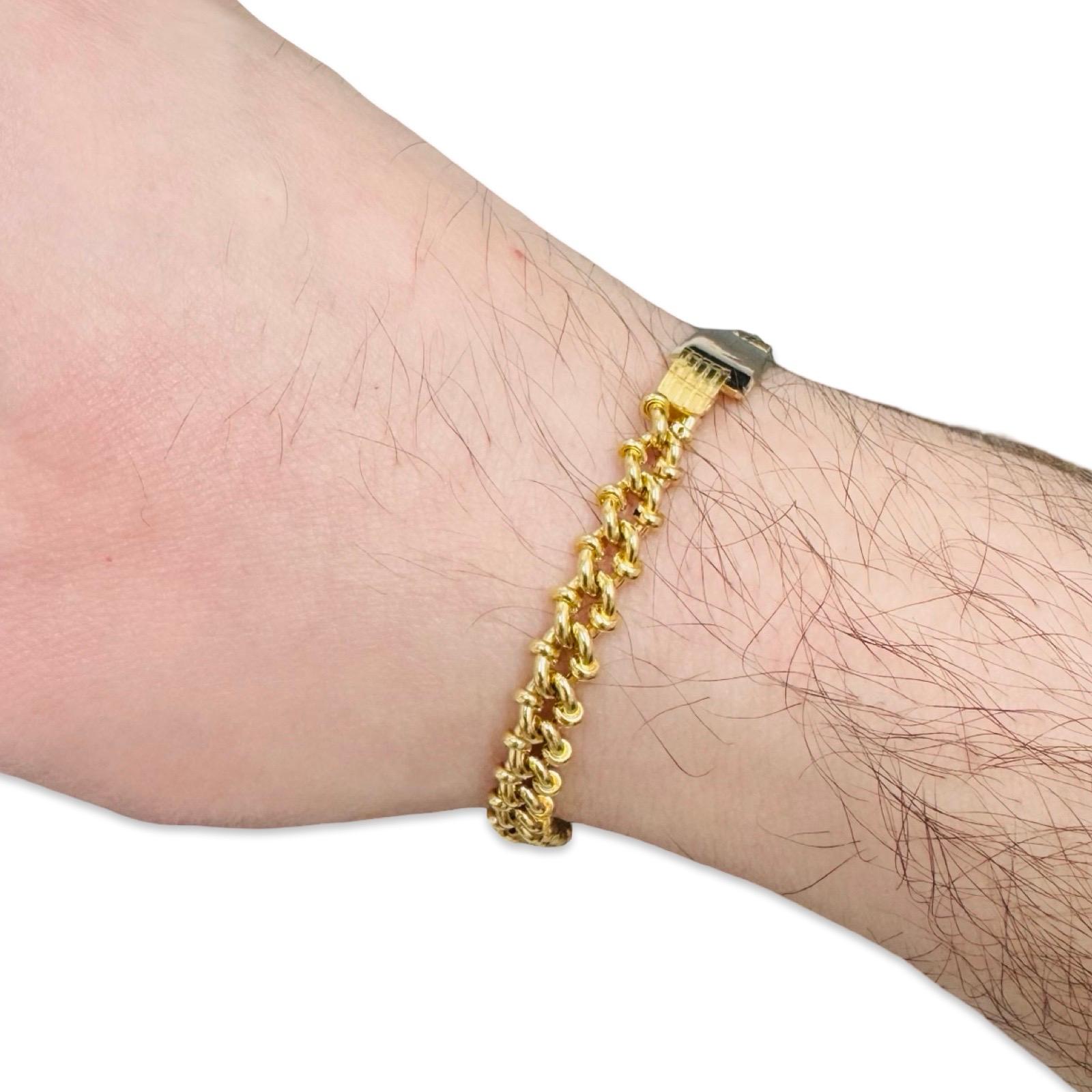 Vintage 18K Gold Rope-Link ID Bracelet with Polished Nameplate Excellent état - En vente à Miami, FL