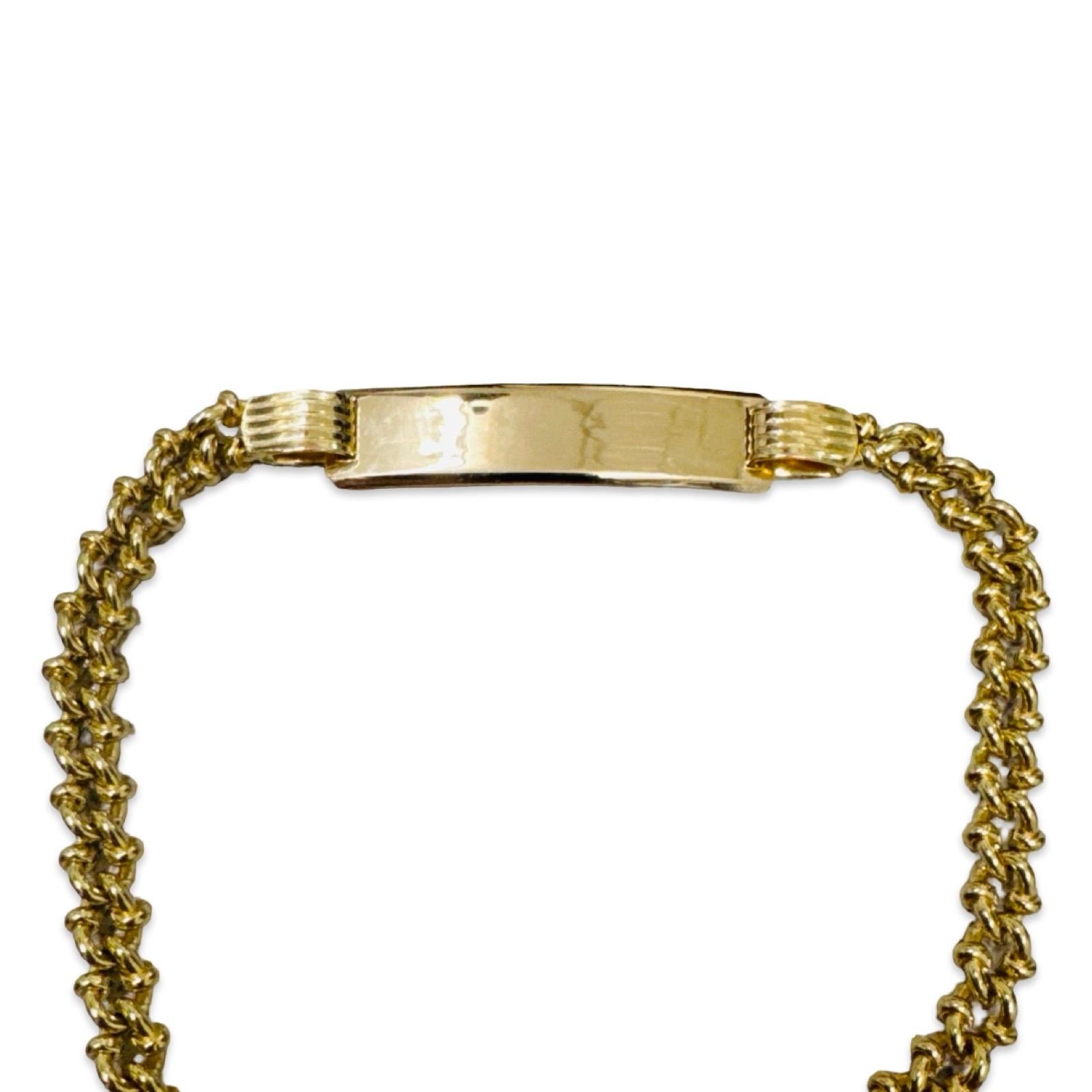 Vintage 18K Gold Rope-Link ID Bracelet with Polished Nameplate en vente 3