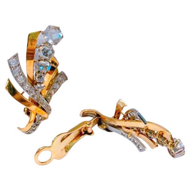 Vintage Rose Cut Diamond Gold Earrings For Sale 3
