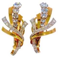 Vintage Rose Cut Diamond Gold Earrings