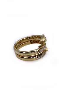 Bague moderne Toi Et Moi en or 18 carats avec rubis taille marquise et diamants 0,31 carat