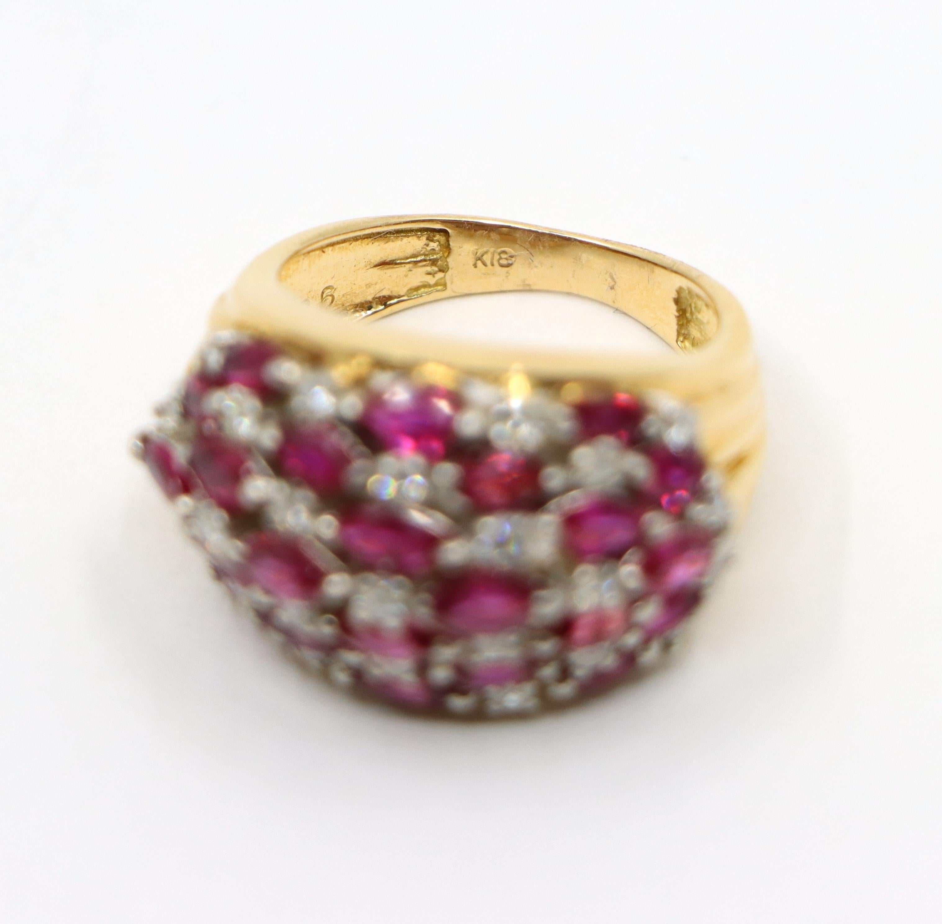 Vintage 18K Gold Ruby Diamond Ring For Sale 5