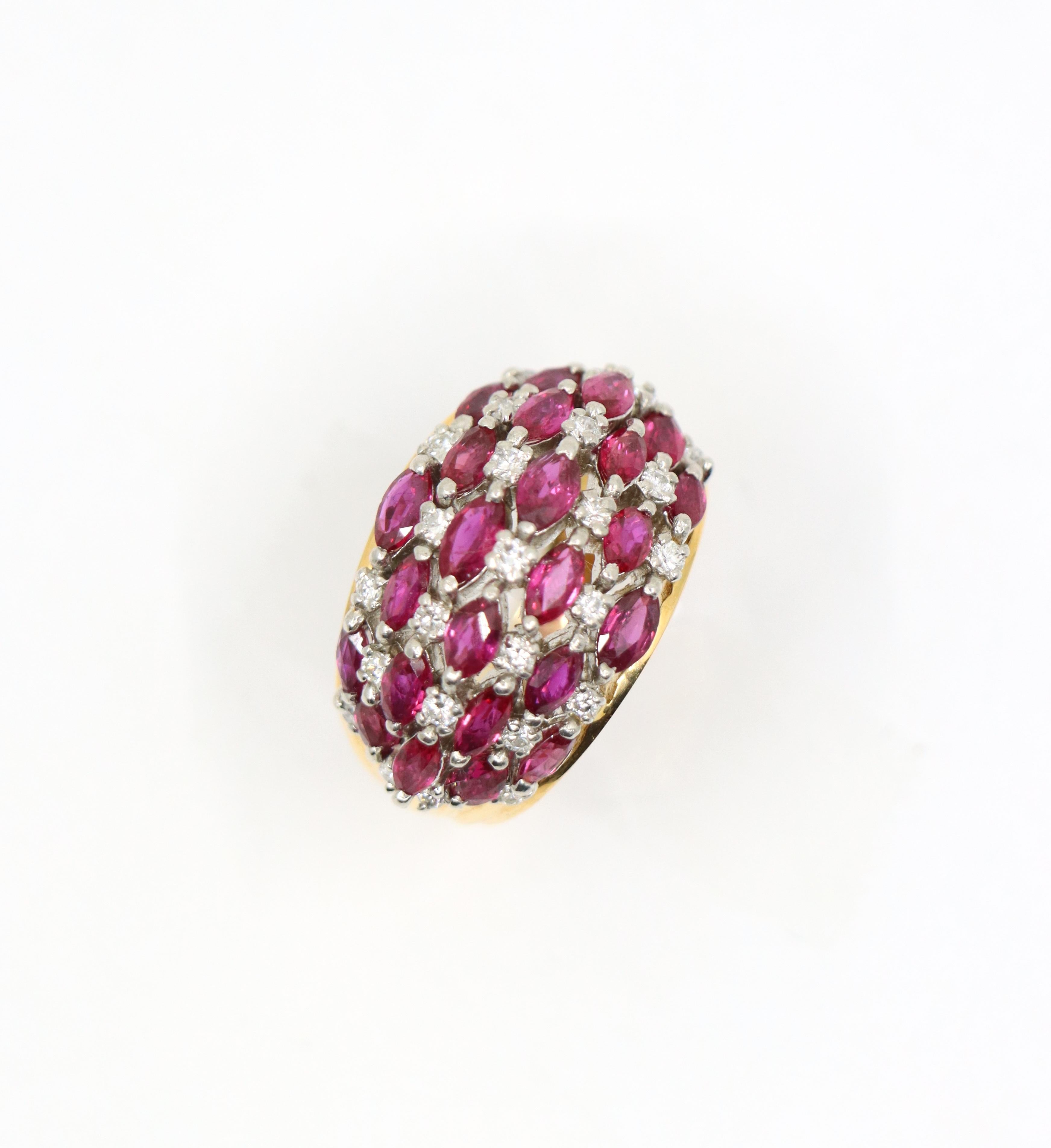 Vintage 18K Gold Ruby Diamond Ring For Sale 7