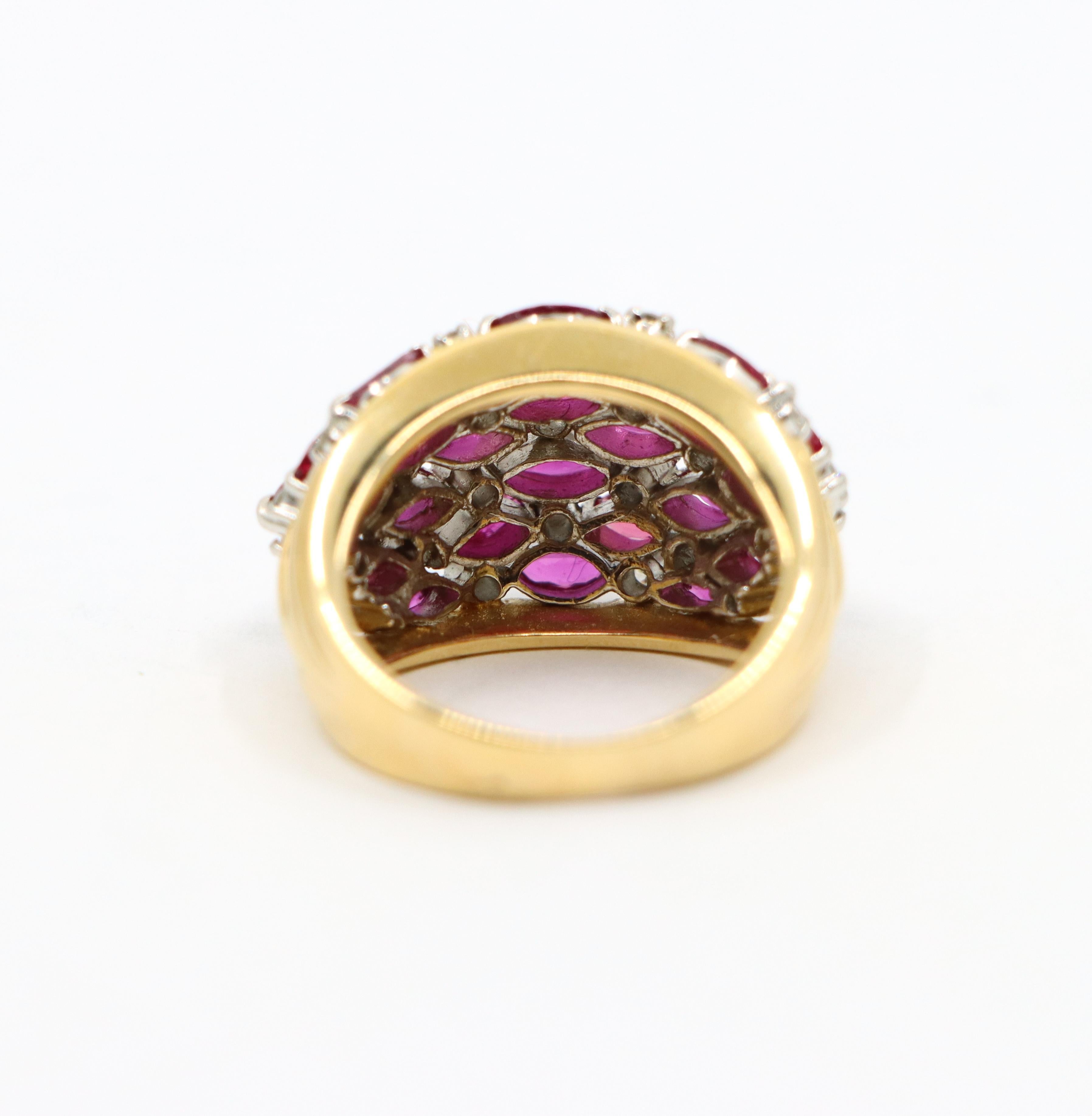 Vintage 18K Gold Ruby Diamond Ring For Sale 1