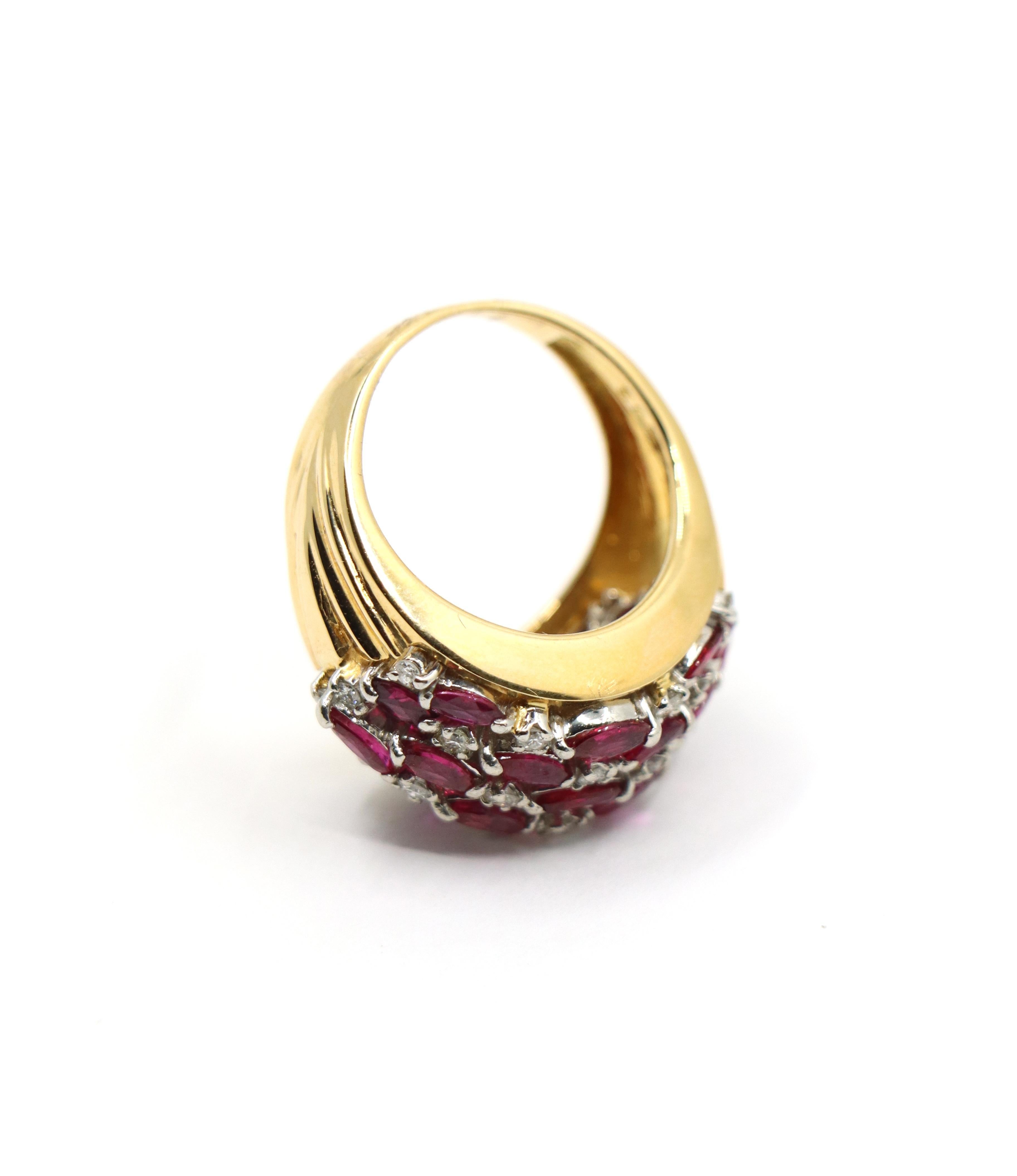 Vintage 18K Gold Ruby Diamond Ring For Sale 3