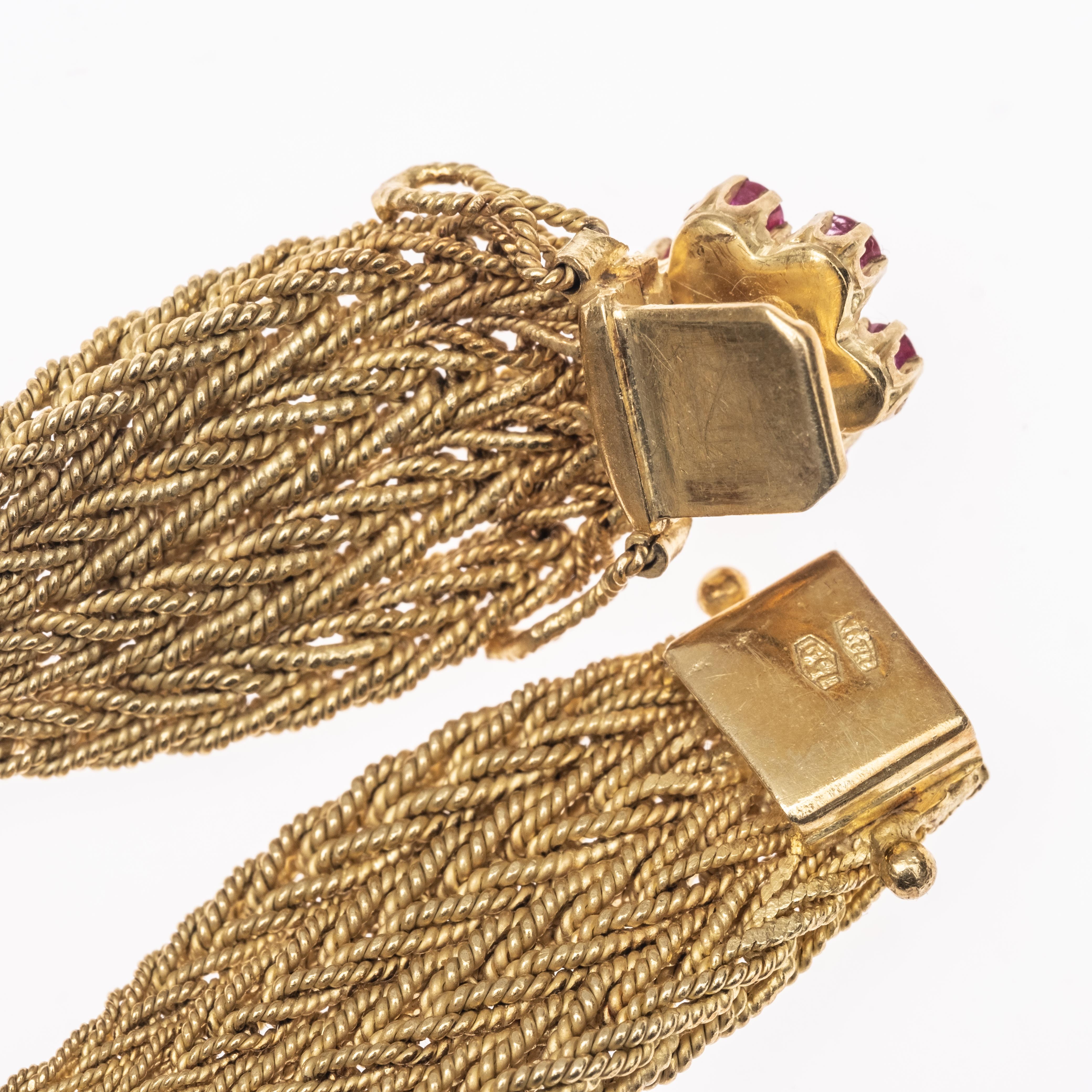 Women's Vintage 18k Gold Ruby Weave Bracelet with Appraisal Letter