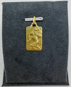 Vintage 18k Gold Saint Christopher Medal Pendant by Augis – French Religious Pen