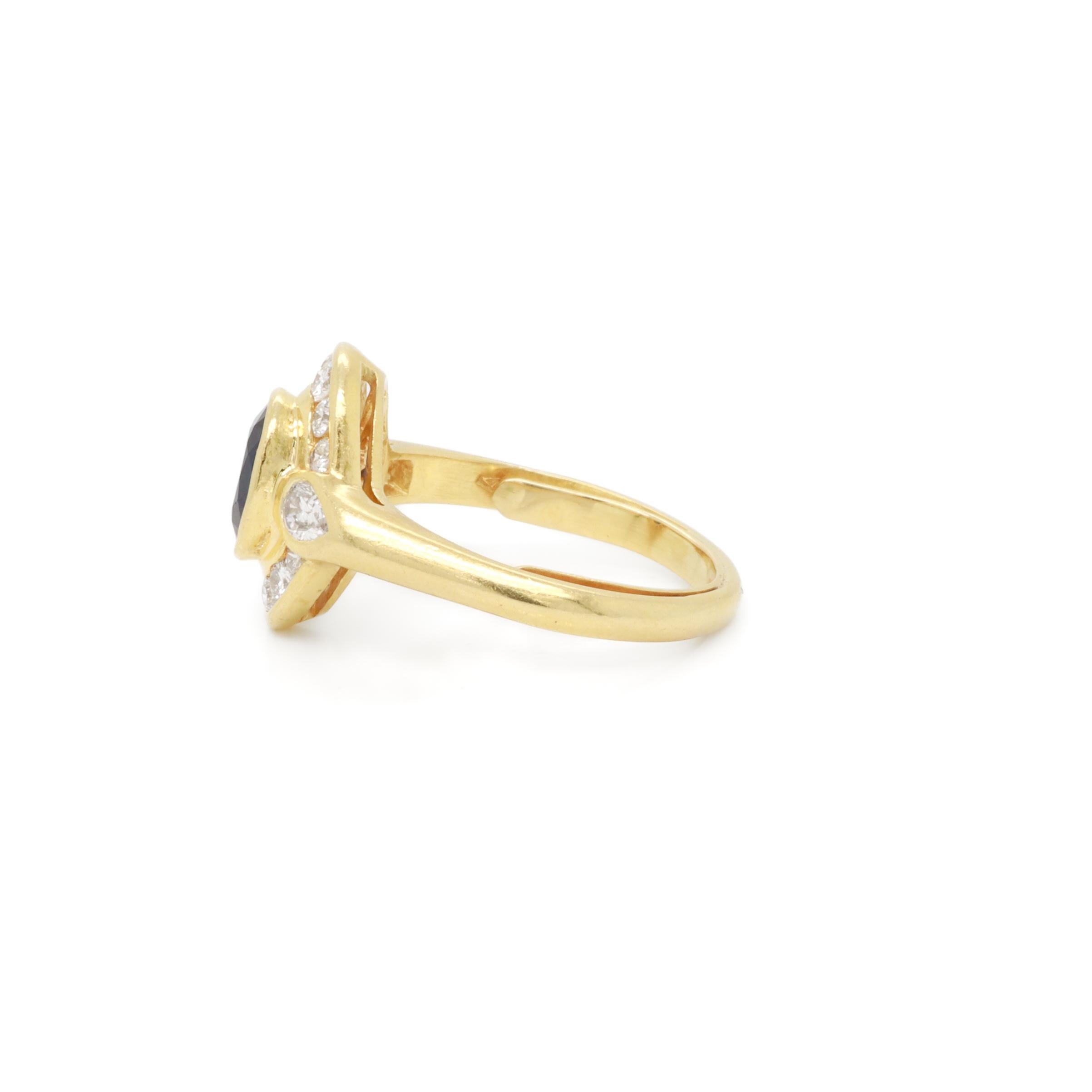 Vintage 18K Gold, Sapphire, and Diamond Cocktail Ring For Sale 2