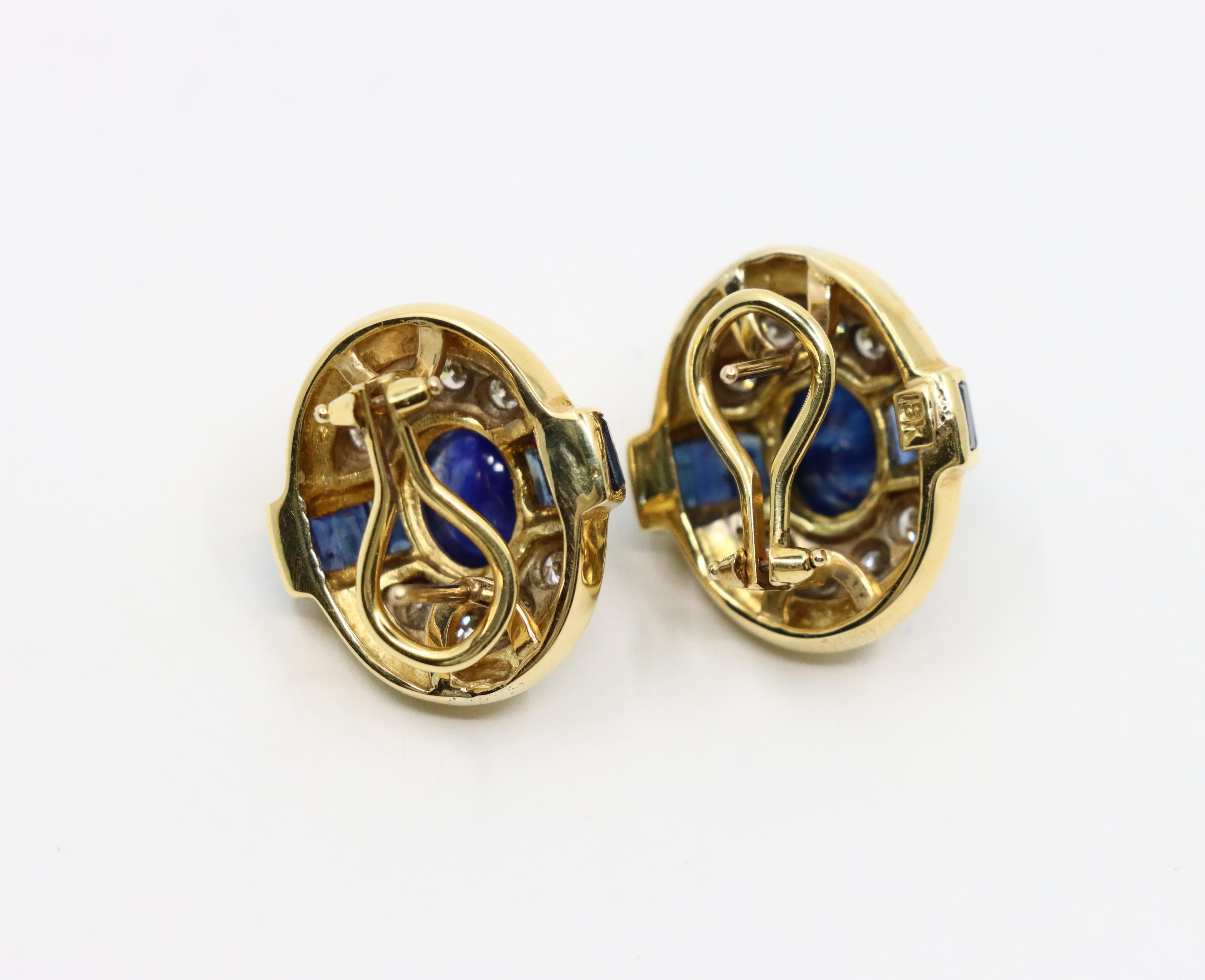 Vintage 18K Gold Sapphire Diamond Earring For Sale 5