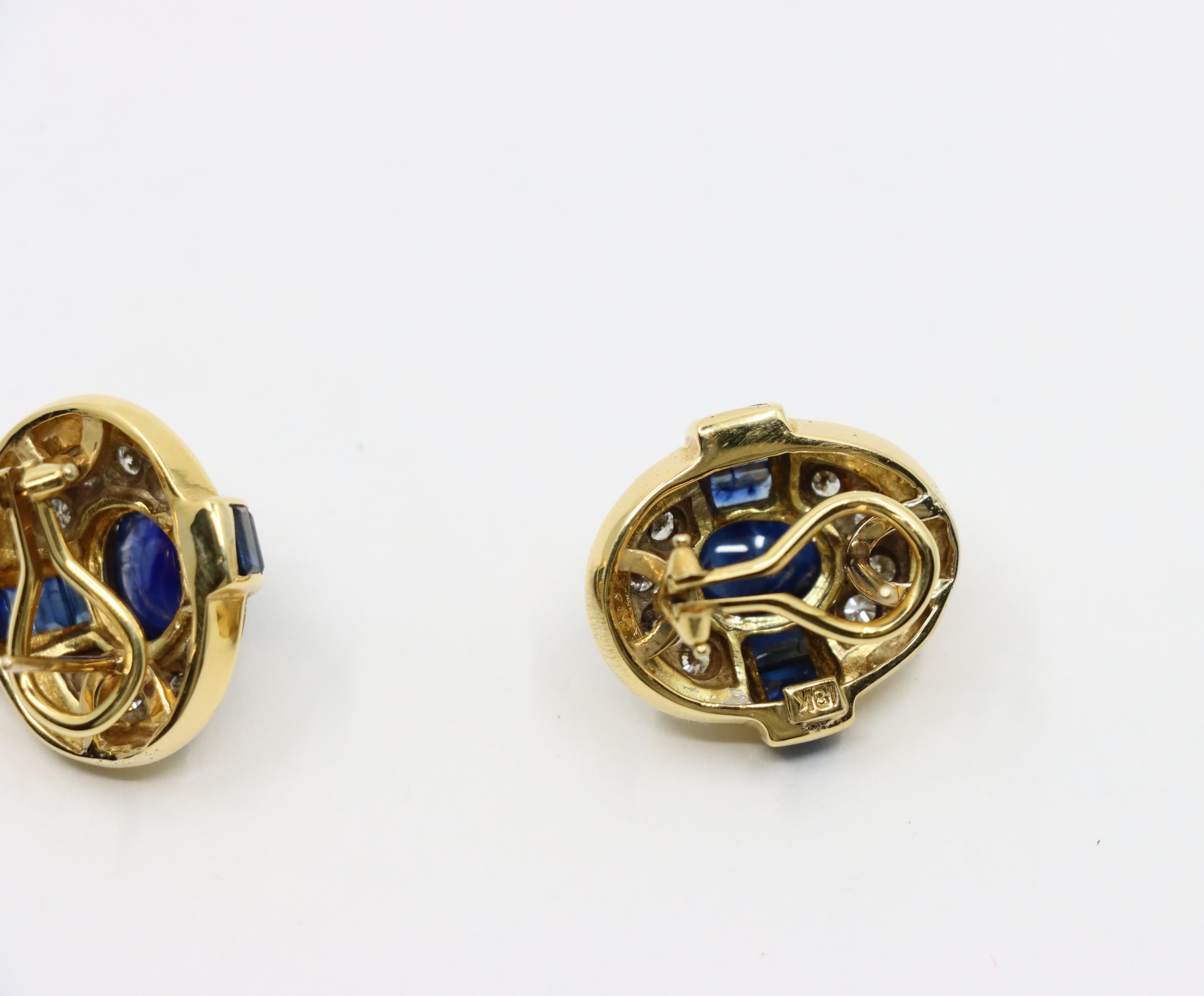 Vintage 18K Gold Sapphire Diamond Earring For Sale 6