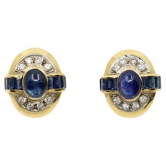 Pendiente Zafiro Diamante Oro 18K Vintage