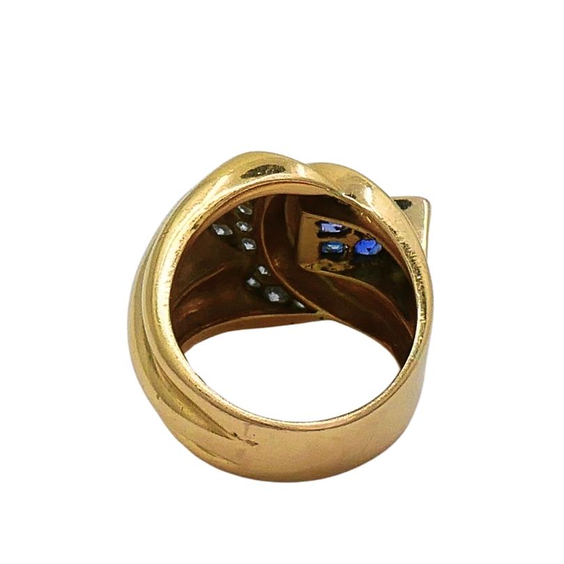 Anello vintage con zaffiro e diamante in oro 18 carati in vendita 3