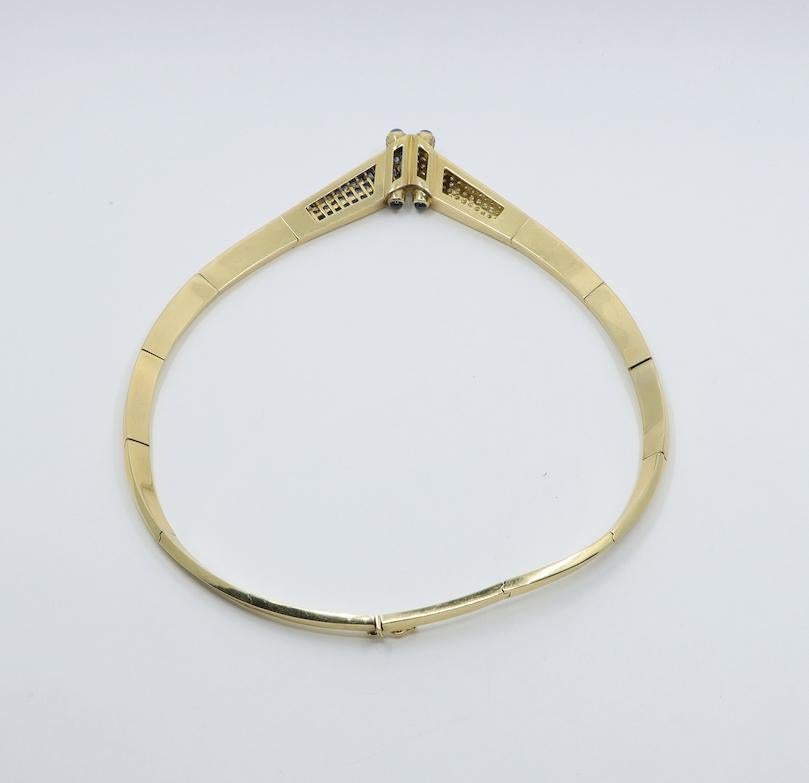 Vintage 18K Gold Sapphire Diamond Torque Necklace For Sale 6