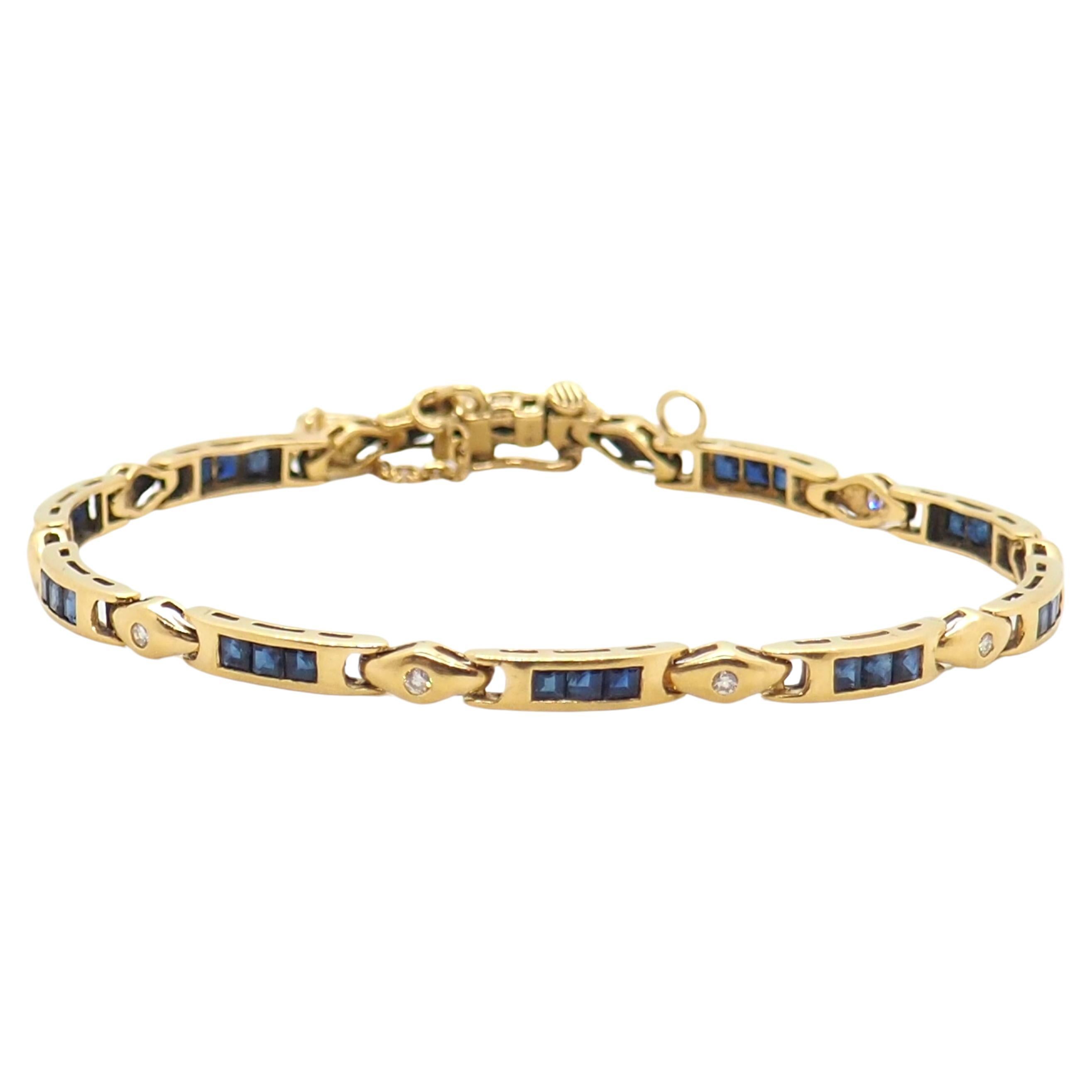 Vintage 18K Gold Sapphires Bracelet 