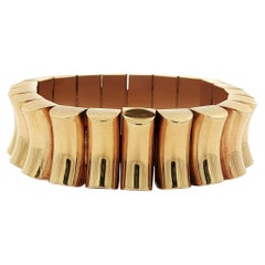 Vintage 18k Gold Smooth Flexible Rounded Polished Concave Statement Bracelet