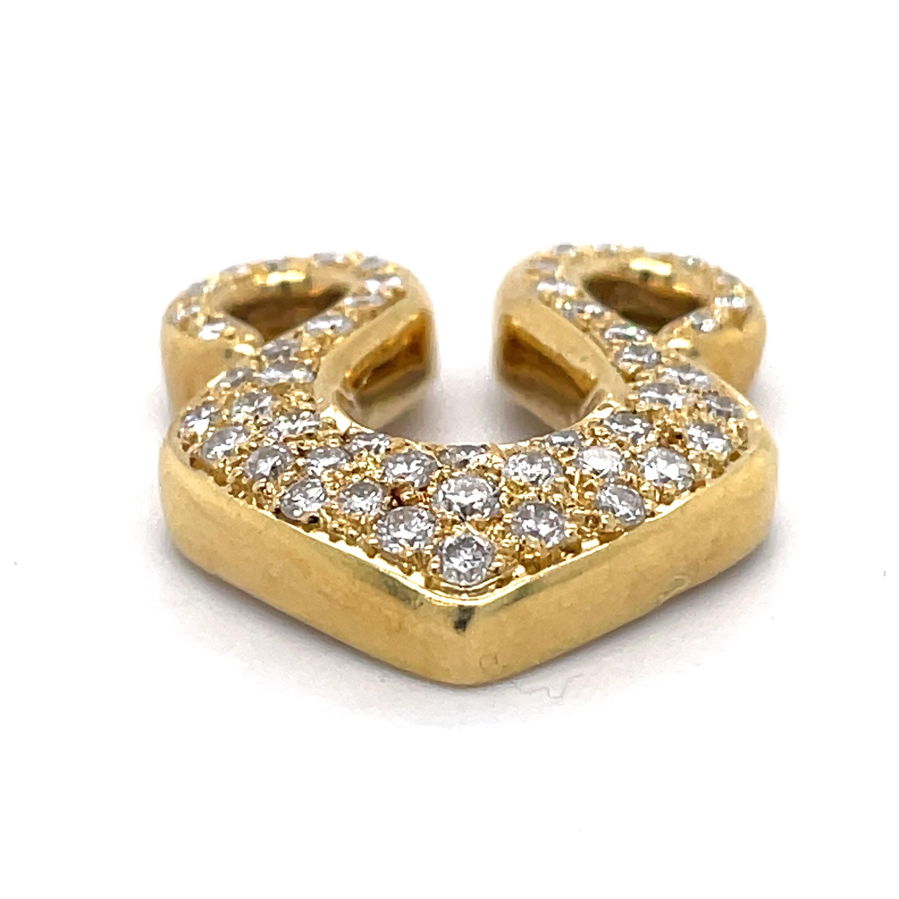 Vintage 18K Gold Statement Pendant, 0.85ct Diamond. Big gold Pendant.Estate Jewe For Sale 1