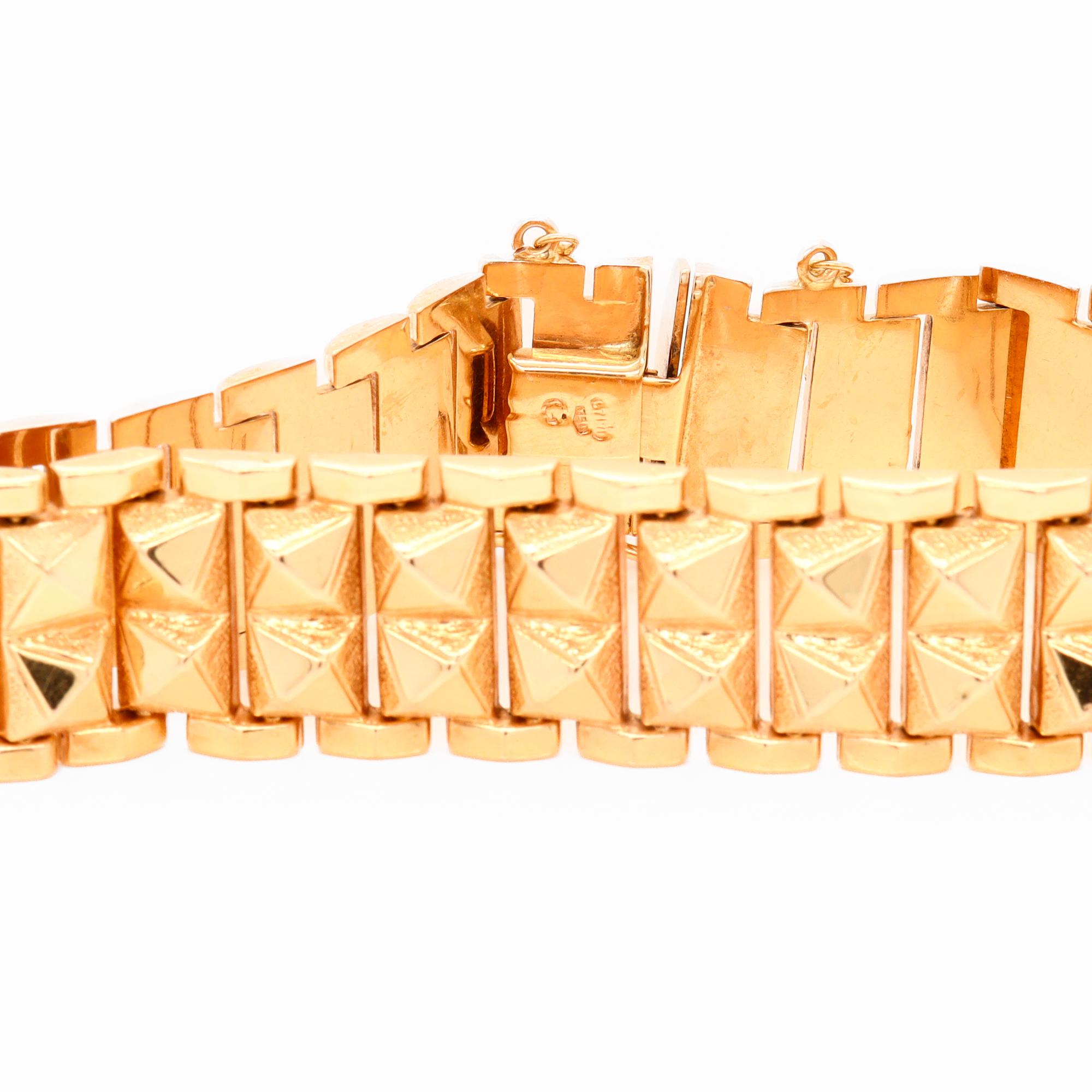 Bracciale d'oro 18 carati a doppia borchia A Link in vendita 6