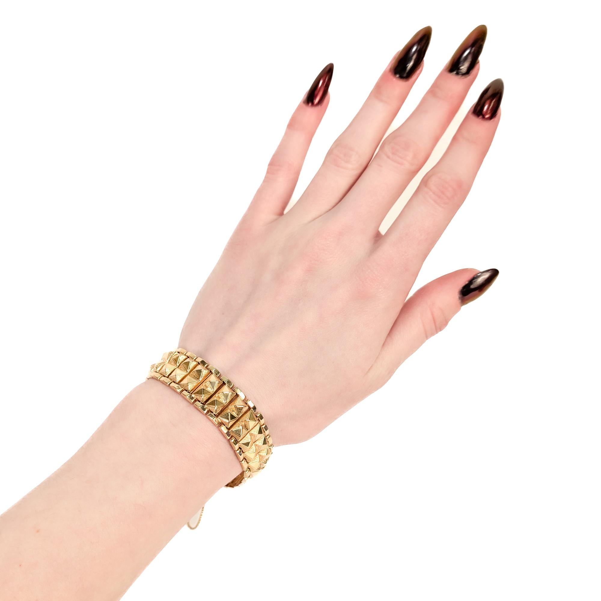 Rétro Bracciale d'oro 18 carati a doppia borchia A Link in vendita