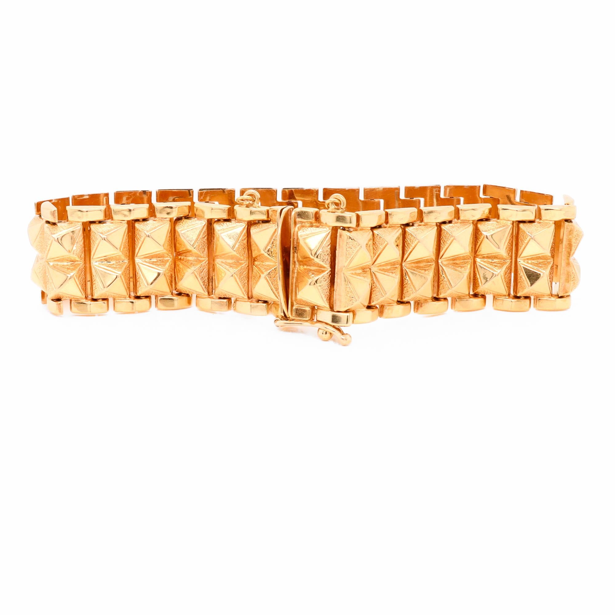 Bracciale d'oro 18 carati a doppia borchia A Link in vendita 2