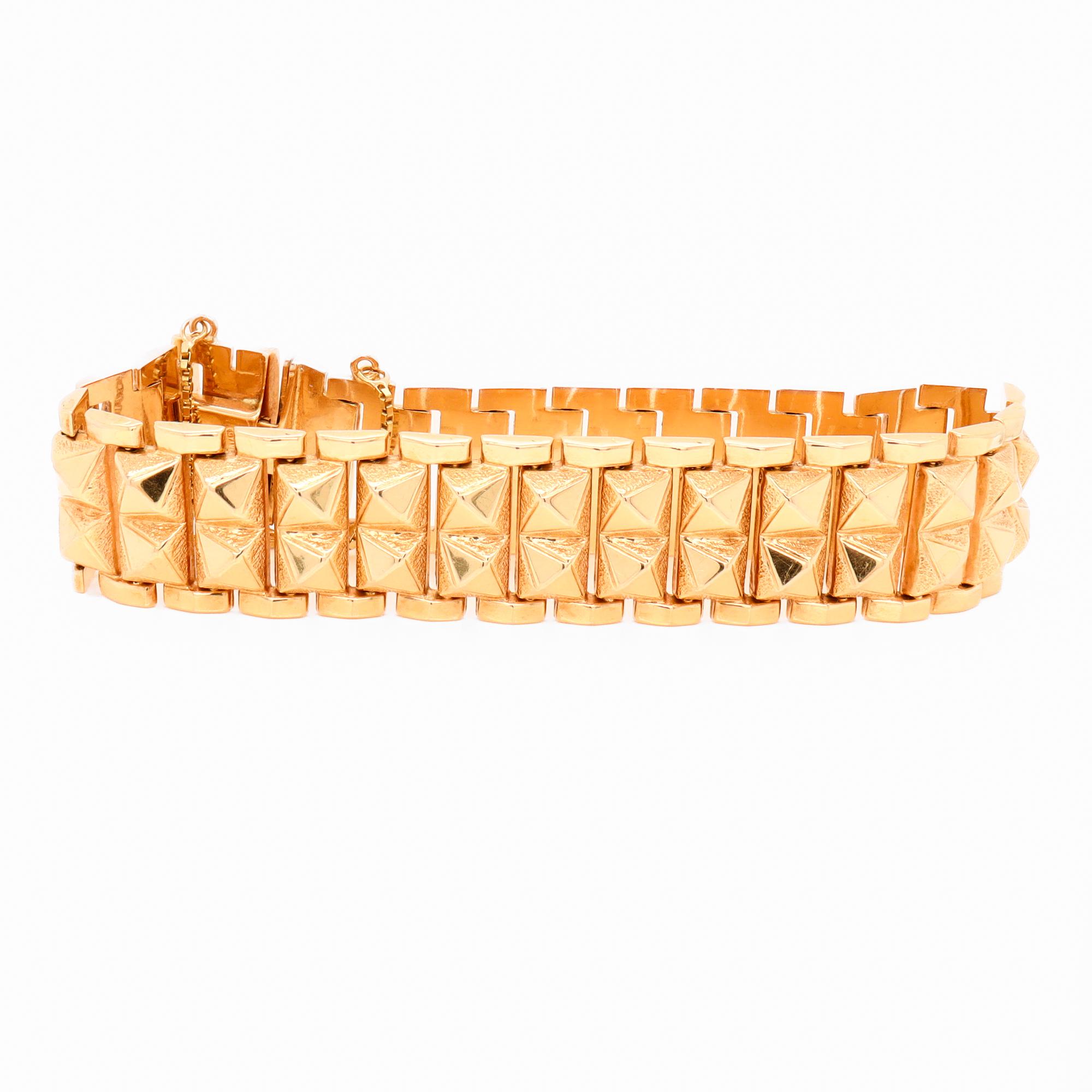 Bracciale d'oro 18 carati a doppia borchia A Link in vendita 4