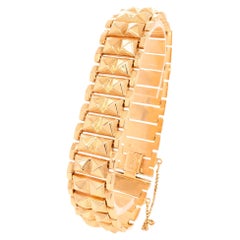 Vintage 18K Gold Tank Track Double Stud Link Bracelet