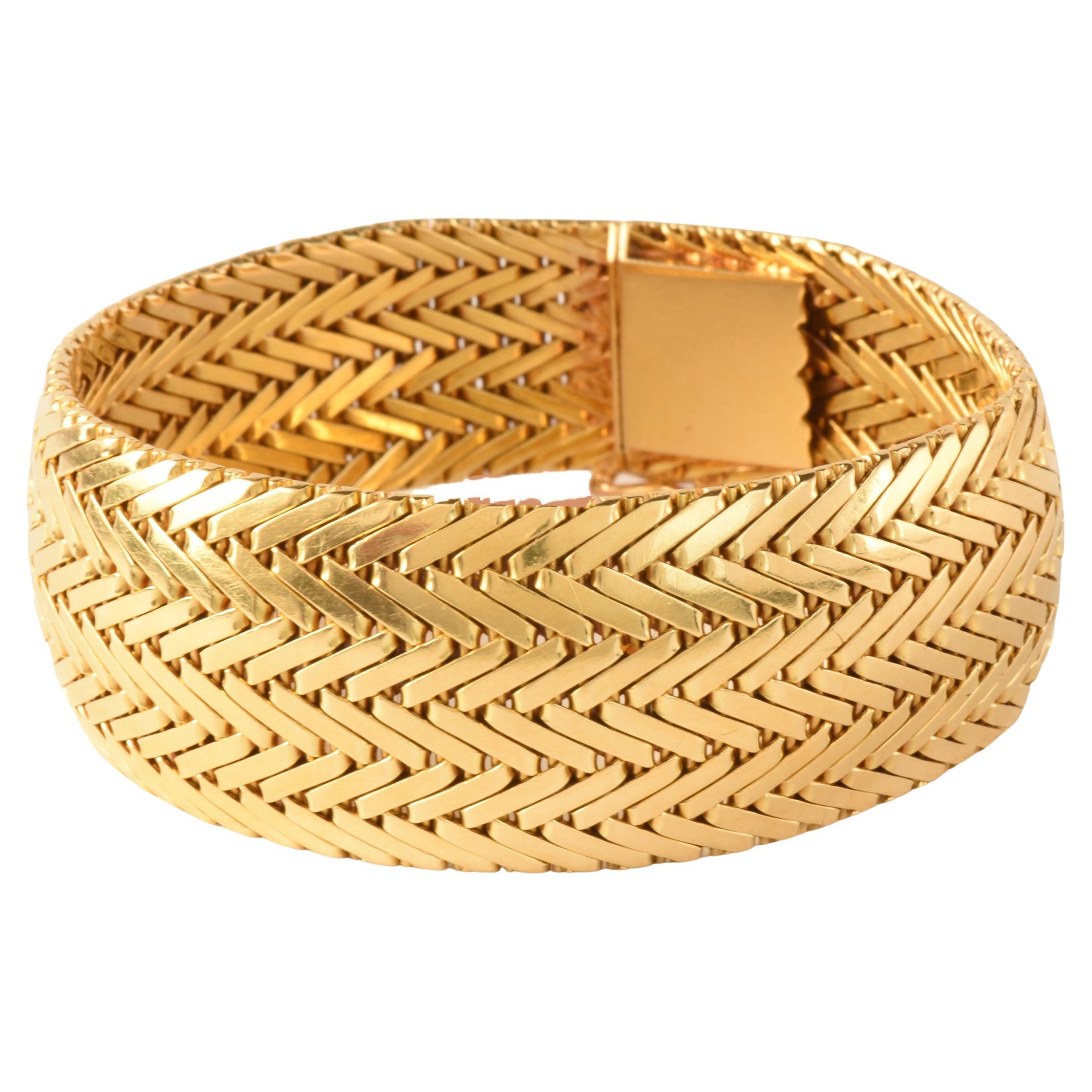 Vintage 18k Gold Tapered Woven Bracelet by Georges L’Enfant