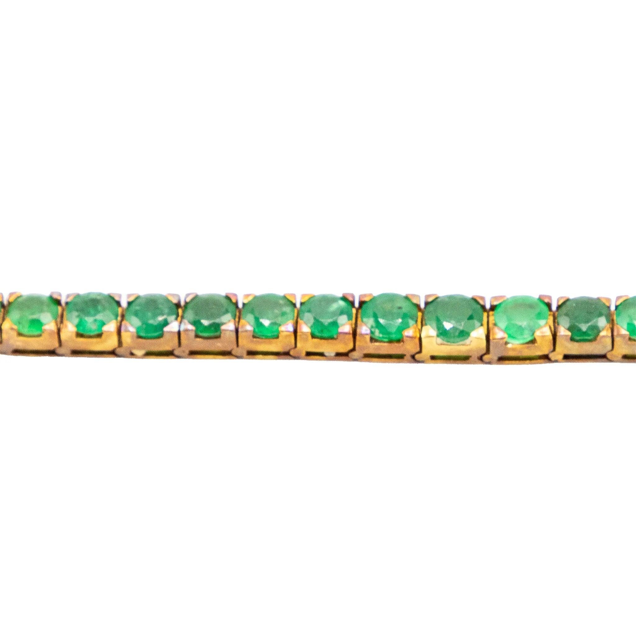 Pulsera de tenis vintage de oro de 18 quilates con 41 esmeraldas naturales - Años 80 en venta 5