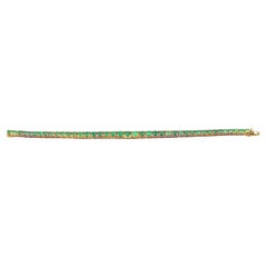 Bracelet de tennis vintage en or 18 carats avec 41 émeraudes naturelles - années 80