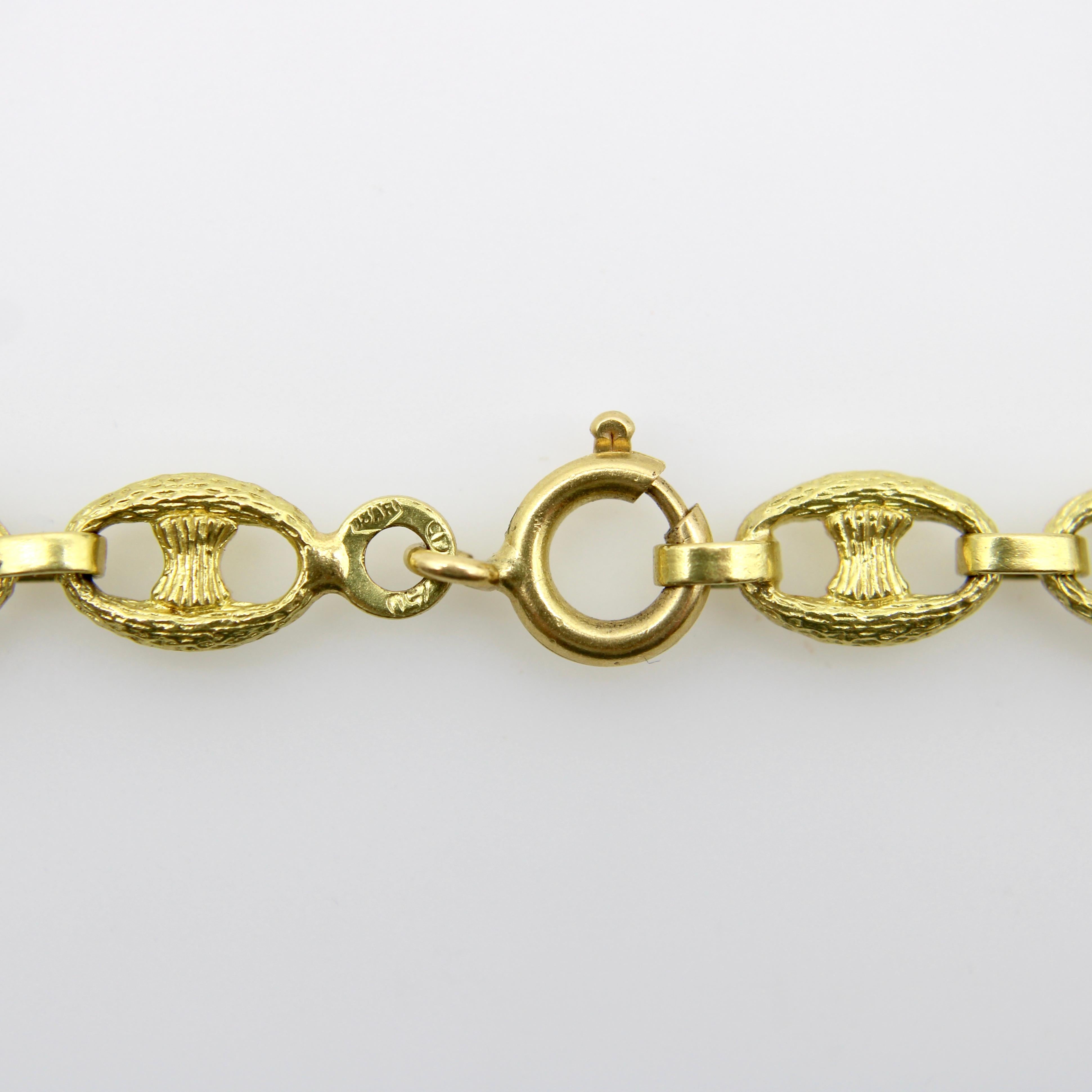 Vintage 18K Gold Textured Mariners Link Italian Chain (Chaîne italienne à maillons en forme de Marin) en vente 1