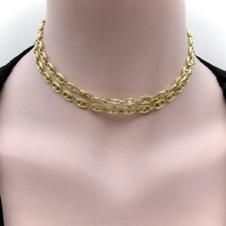 Vintage 18K Gold Textured Mariners Link Italian Chain (Chaîne italienne à maillons en forme de Marin) en vente 3